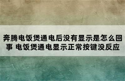 奔腾电饭煲通电后没有显示是怎么回事 电饭煲通电显示正常按键没反应